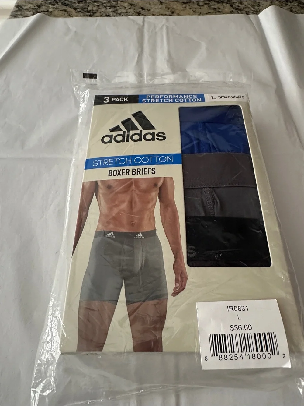 adidas 3-Pack Boxer Briefs in Blue, Gray & Black